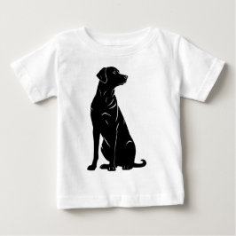 黒ラブラドールのシルエットイラスト ベビーTシャツ