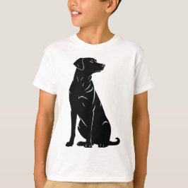 黒ラブラドールのシルエットイラスト Tシャツ