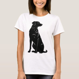 黒ラブラドールのシルエットイラスト Tシャツ