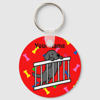 黒ラブラドール子犬の漫画 キーホルダー