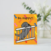 黒ラブラドール子犬の漫画 ポストカード (スタンド正面)