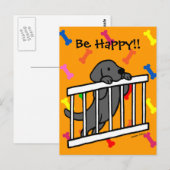 黒ラブラドール子犬の漫画 ポストカード (正面/裏面)