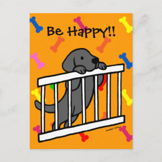 黒ラブラドール子犬の漫画 ポストカード