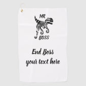 黒ラプター古代の恐竜の恐怖 ゴルフタオル (正面)