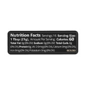 黒ラベル小さな線状の蜂蜜の栄養事実 ラベル (正面)