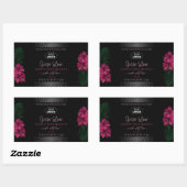 黒ラベル ワインレッド ハワイアンフラワーロゴ 長方形シール (シート)