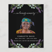 黒ラベンダー花模様写真葬儀プログラム (正面)