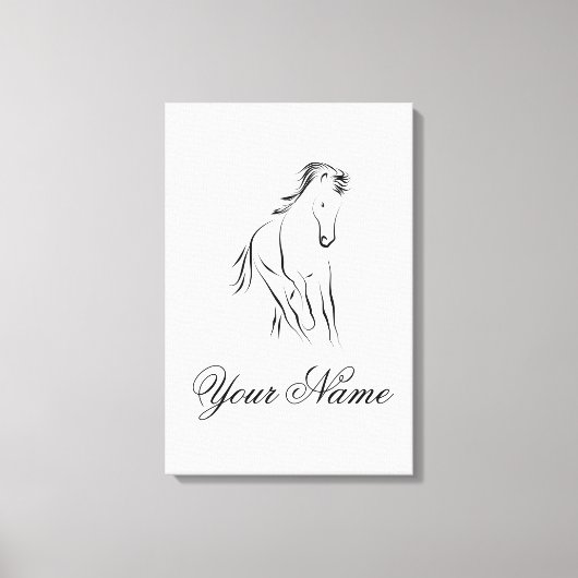 黒ランニング色の馬 キャンバスプリント (正面)