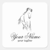 黒ランニング色の馬 スクエアシール (正面)