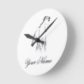 黒ランニング色の馬 ラウンド壁時計 (傾斜)