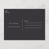 黒リボンと紫のバラのSave the Date 任意の色 案内ポストカード (裏面)