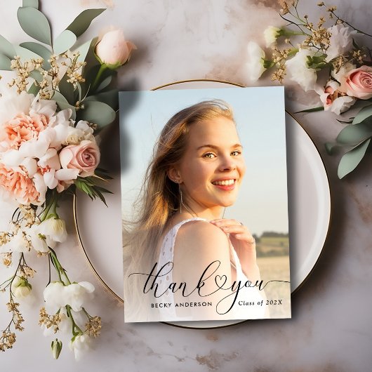 黒レタリング卒業サンキューカード サンキューカード