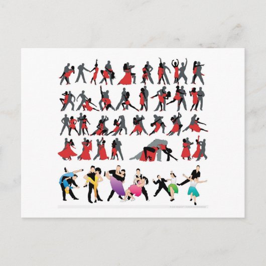 黒レッド社交ダンスカラフルダンサーDANCE DIGITAL ポストカード (正面)