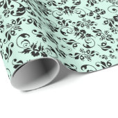 黒レトロヴィンテージ花柄ラッピング紙 ラッピングペーパー (ロールコーナー)