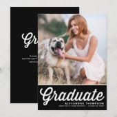 黒レトロ太字タイポグラフィー写真 卒業 案内状 (正面/裏面)