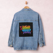 黒レンガの壁に落書きで「I Love You!」 デニムジャケット (ハンガー)