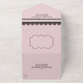 黒レースのソフトピンクカスタムウェディング オールインワン招待状 (外側)