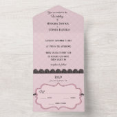 黒レースのソフトピンクカスタムウェディング オールインワン招待状 (内側)