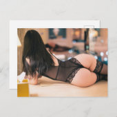 黒レースの美しい女性の写真はがき ポストカード (正面/裏面)