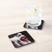 黒レースマスクを持つ美しい女性 コースター (右側)