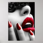 黒レースマスクを持つ美しい女性 ポスター (正面)