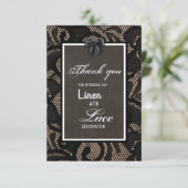 黒レース、麻、リネン オーダーメイド ウェディング サンキューカード (スタンド正面)