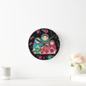 黒ロシアの人形 ラウンド壁時計 (ホーム)