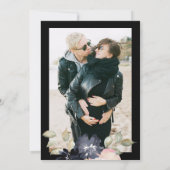 黒ロマンチックな水の色の花模様結婚の写真 セーブザデート (裏面)