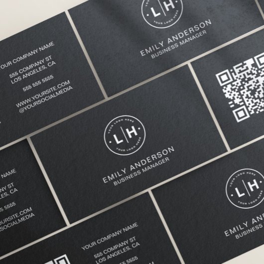 黒ロモダンゴQRビパーソナライズされたジネスカード 名刺