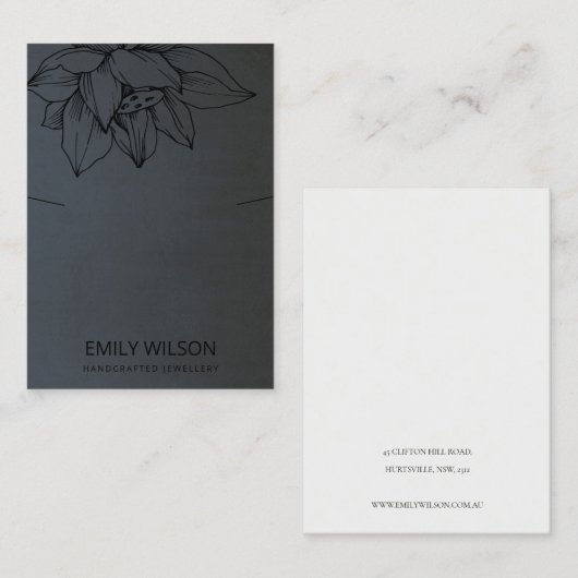 黒ロータスネックレス上のアーバンブラシンプルックディスプレイ 名刺 (正面/裏面)