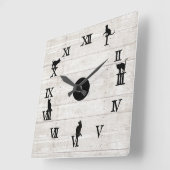 黒ローマ数字キャッツ素朴ウッド スクエア壁時計 (傾斜)