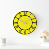 黒ローマ数字パタ縁どーンラウンドクロック ラージ壁時計 (ホーム)