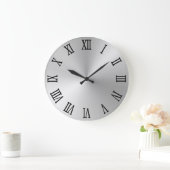 黒ローマ数字ライトシルバーグラデーション ラージ壁時計 (ホーム)