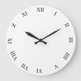 黒ローマ数字時計顔丸時計 ラージ壁時計