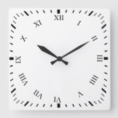 黒ローマ数字時計顔正方時計 スクエア壁時計 (正面)