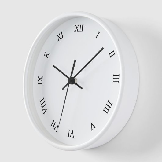 黒ローマ数字白い木枠の壁 壁時計 (傾斜)