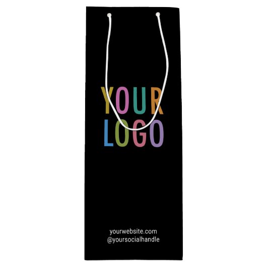 黒ワインギフトバッグカスタムビジネスロゴブランド ワインギフトバッグ (正面)