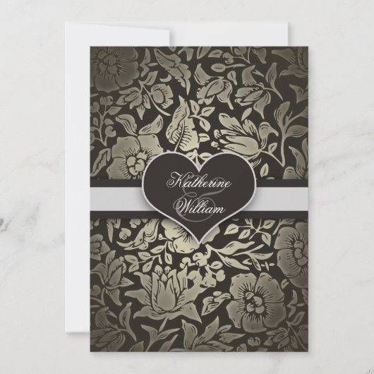 黒ヴィンテージ婚約パーティ招待状 招待状 (正面)