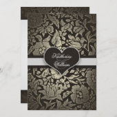 黒ヴィンテージ婚約パーティ招待状 招待状 (正面/裏面)