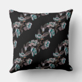 黒ヴィンテージ水彩ブルーフラワーストライプズ クッション (裏面)