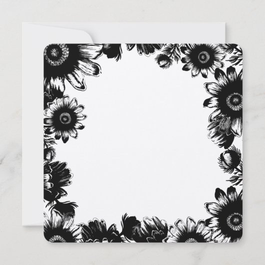 黒ヴィンテージ花結婚式の日付を保存 招待状 (裏面)