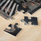 黒ヴィンテージ錆び蒸気機関車列車 ジグソーパズル (側面)