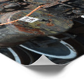 黒ヴィンテージ錆び蒸気機関車列車 ポスター (角)