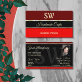 黒一文と縁ど写真にマルーンと赤 名刺