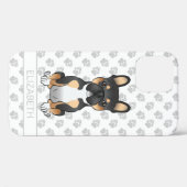 黒三毛フレンチブルドッグ フレンチブルー 犬 名前入り Case-Mate iPhoneケース (裏面 (横))