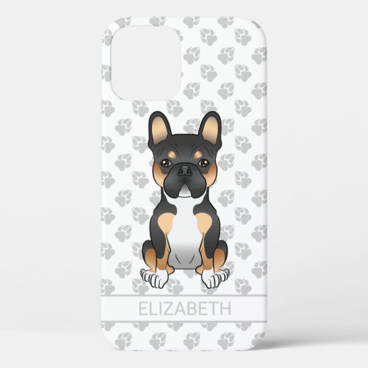 黒三毛フレンチブルドッグ フレンチブルー 犬 名前入り Case-Mate iPhoneケース (裏面)