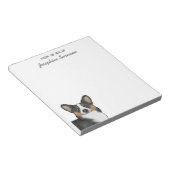 黒三色ペンブローカウェルシュコーギー頭及び文字 ノートパッド (アングル)