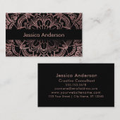 黒上のばら色の金ゴールドホイルの曼荼羅を滑らかにして下さい 名刺 (正面/裏面)