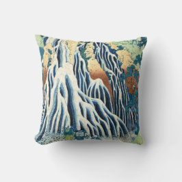 黒上北斎浮世絵の霧振滝 クッション