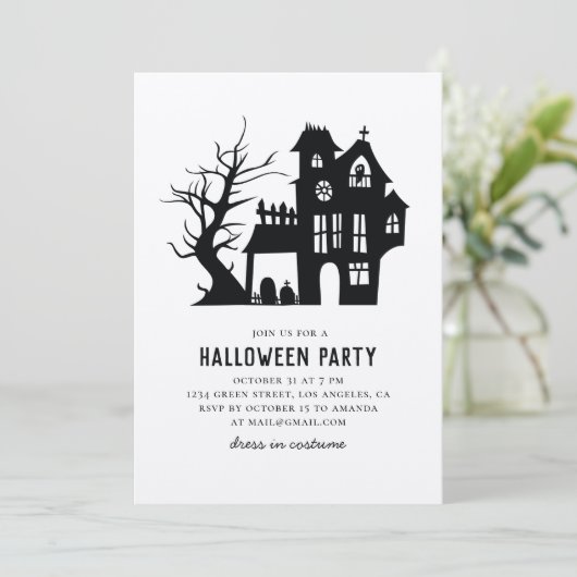 黒不気味い幽霊のよく出る家。ハローウィンパーティ 招待状 (スタンド正面)